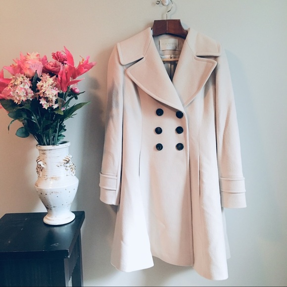 Fleurette Jackets & Blazers - FLEURETTE  100% Wool Cream Flare Peacoat